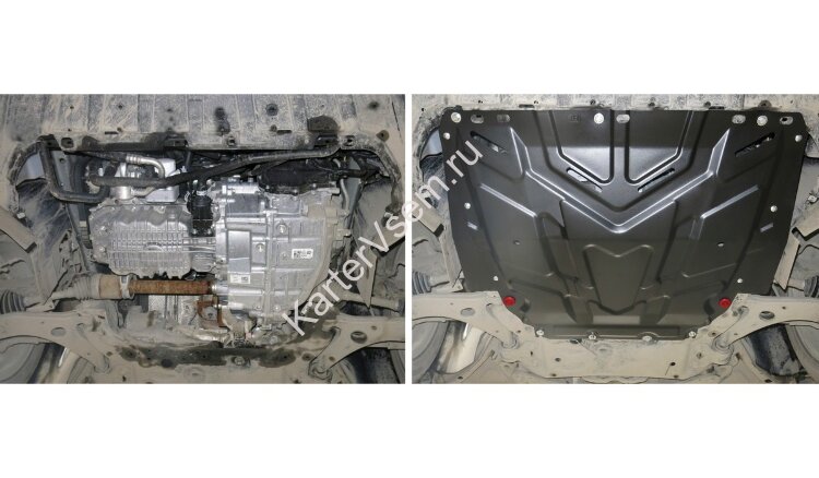 Защита картера и КПП АвтоБроня для Ford Focus II, III 2005-2019, штампованная, сталь 1.5 мм, с крепежом, 111.01850.1