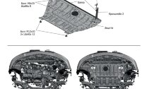 Защита картера и КПП АвтоБроня для Mazda 5 CR 2005-2010, штампованная, сталь 1.5 мм, с крепежом, 111.03828.1