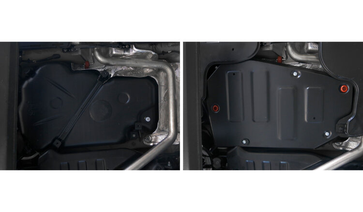 Защита топливного бака АвтоБроня для Skoda Kodiaq FWD 2017-2021, штампованная, сталь 1.5 мм, с крепежом, 111.05121.1