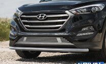 Защита переднего бампера d57 + комплект крепежа, RIVAL, Hyundai Tucson 2015-
