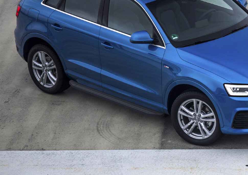 Пороги площадки (подножки) "Premium-Black" Rival для Audi Q3 I 2011-2018, 173 см, 2 шт., алюминий, A173ALB.0301.1 с доставкой по всей России