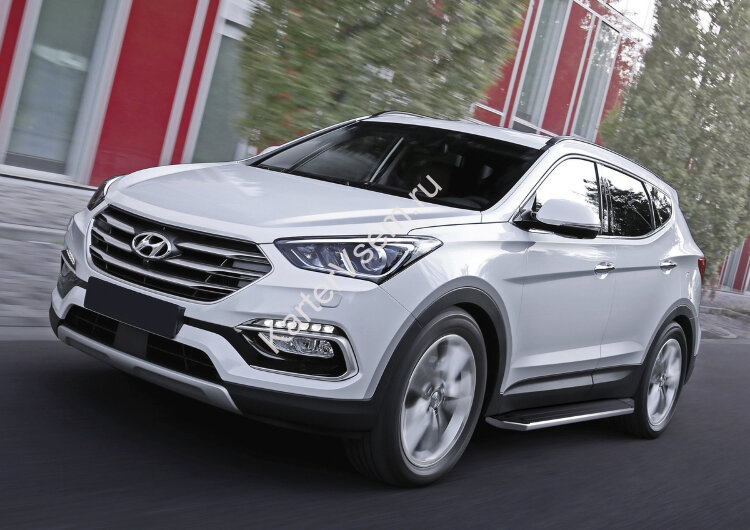 Пороги площадки (подножки) "Premium" Rival для Hyundai Santa Fe Premium 2015-2016, 180 см, 2 шт., алюминий, A180ALP.2305.2 купить недорого