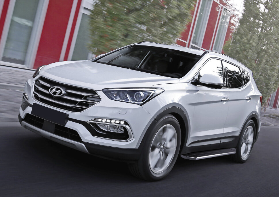 Пороги площадки (подножки) "Premium" Rival для Hyundai Santa Fe Premium 2015-2016, 180 см, 2 шт., алюминий, A180ALP.2305.2 купить недорого