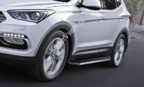 Пороги площадки (подножки) "Premium" Rival для Hyundai Santa Fe Premium 2015-2016, 180 см, 2 шт., алюминий, A180ALP.2305.2 с инструкцией и сертификатом