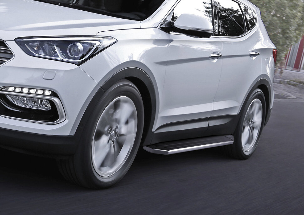 Пороги площадки (подножки) "Premium" Rival для Hyundai Santa Fe Premium 2015-2016, 180 см, 2 шт., алюминий, A180ALP.2305.2 с инструкцией и сертификатом
