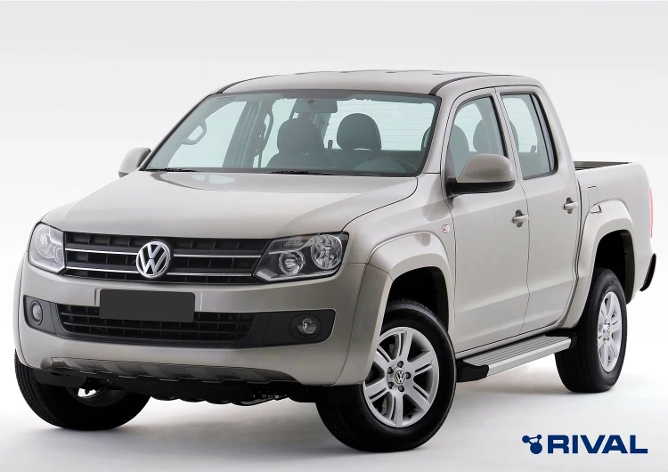 Пороги на автомобиль (подножки) "Silver" Rival для Volkswagen Amarok 2010-2016, 193 см, 2 шт., алюминий, F193AL.5803.1