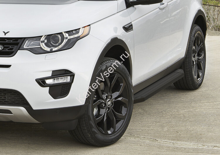 Пороги площадки (подножки) "Premium-Black" Rival для Land Rover Discovery Sport 2014-2019, 180 см, 2 шт., алюминий, A180ALB.3103.1 с возможностью установки