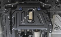 Защита кислородного датчика Rival для Nissan Terrano III рестайлинг 2016-2017 2017-н.в., сталь 1.8 мм, с крепежом, штампованная, 111.4725.3