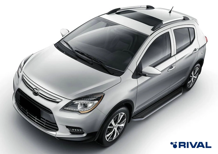 Пороги на автомобиль (подножки) "Premium" Rival для Lifan X50 2015-н.в., 173 см, 2 шт., алюминий, A173ALP.3303.1
