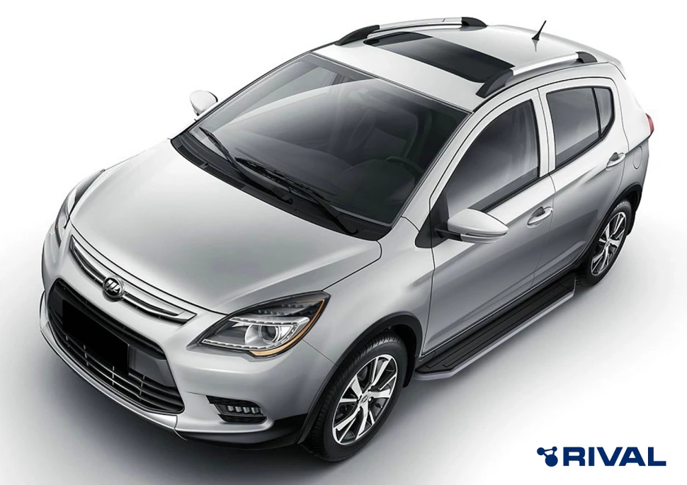 Пороги на автомобиль (подножки) "Premium" Rival для Lifan X50 2015-н.в., 173 см, 2 шт., алюминий, A173ALP.3303.1