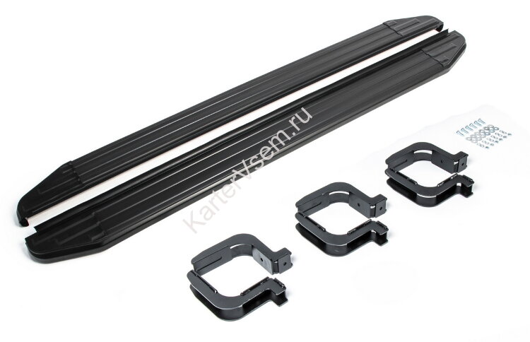 Пороги площадки (подножки) "Premium-Black" Rival для Mitsubishi Pajero Sport II 2008-2016, 173 см, 2 шт., алюминий, A173ALB.4003.1