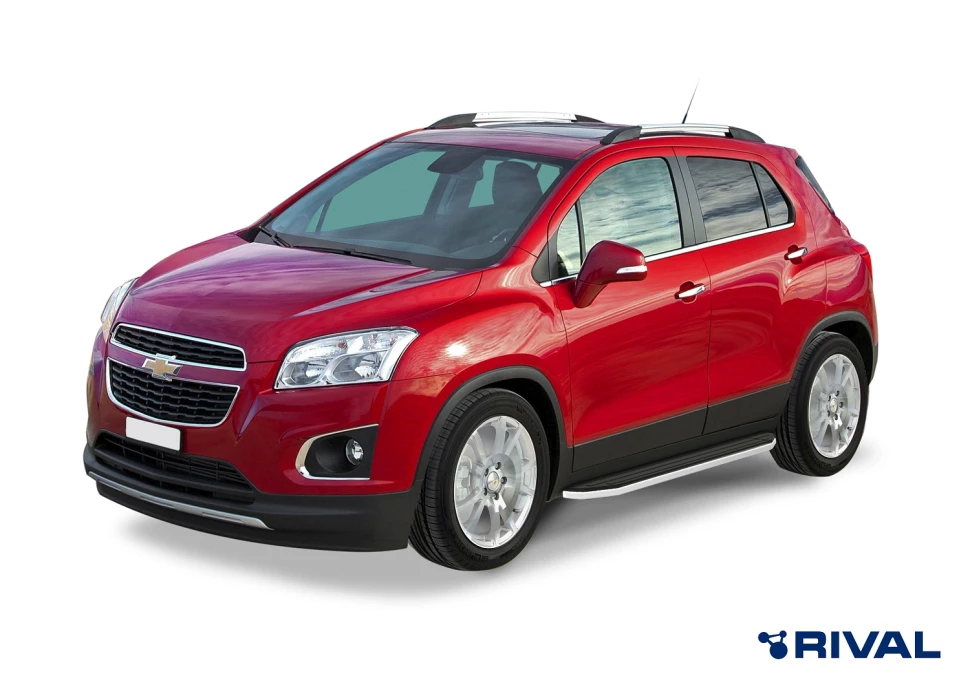 Пороги на автомобиль (подножки) "Premium" Rival для Chevrolet Tracker III 2013-2015, 160 см, 2 шт., алюминий, A160ALP.4202.1