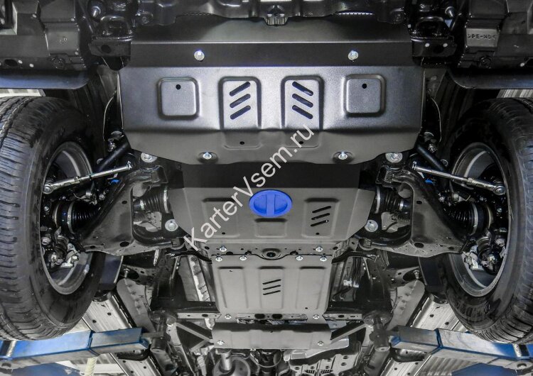 Защита радиатора, картера, КПП и РК Rival для Toyota Fortuner II 4WD 2017-2020 2020-н.в., сталь 1.8 мм, 4 части, с крепежом, штампованная, K111.5770.1