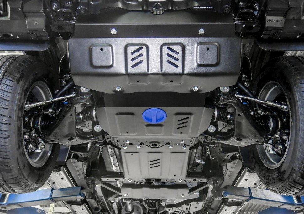 Защита радиатора, картера, КПП и РК Rival для Toyota Fortuner II 4WD 2017-2020 2020-н.в., сталь 1.8 мм, 4 части, с крепежом, штампованная, K111.5770.1