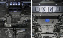 Защита радиатора, картера, КПП и РК Rival для Toyota Fortuner II 4WD 2017-2020 2020-н.в., сталь 1.8 мм, 4 части, с крепежом, штампованная, K111.5770.1