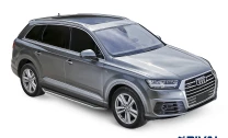 Пороги на автомобиль (подножки) "Premium" Rival для Audi Q7 II 2015-2020 2020-н.в., 193 см, 2 шт., алюминий, A193ALP.0304.1