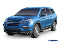 Пороги на автомобиль (подножки) "Silver" Rival для Honda Pilot III 2016-2019, 180 см, 2 шт., алюминий, F180AL.2105.1
