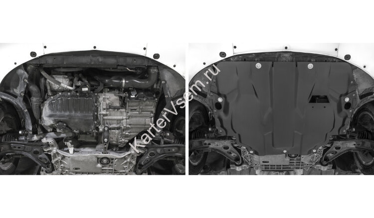 Защита картера и КПП AutoMax для Volkswagen Jetta VI 2010-2019, сталь 1.4 мм, с крепежом, штампованная, AM.5107.1