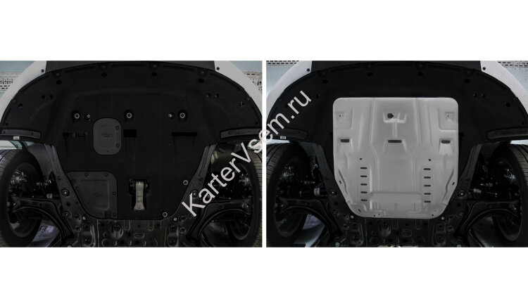 Защита картера и КПП Rival (увеличенная) для Kia K5 2020-н.в., алюминий 3 мм, с крепежом, штампованная, 333.2860.1