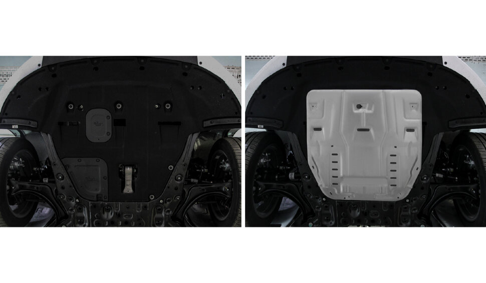 Защита картера и КПП Rival (увеличенная) для Kia K5 2020-н.в., алюминий 3 мм, с крепежом, штампованная, 333.2860.1