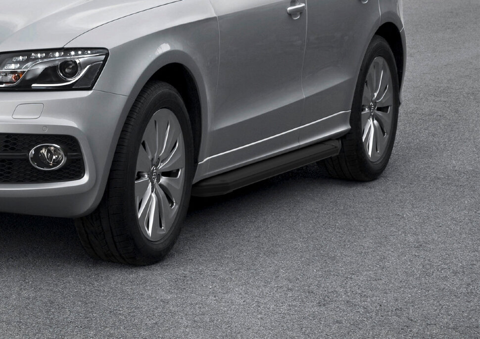 Пороги площадки (подножки) "Premium-Black" Rival для Audi Q5 I (искл. S-Line) 2008-2017, 193 см, 2 шт., алюминий, A193ALB.0302.1 с доставкой по всей России