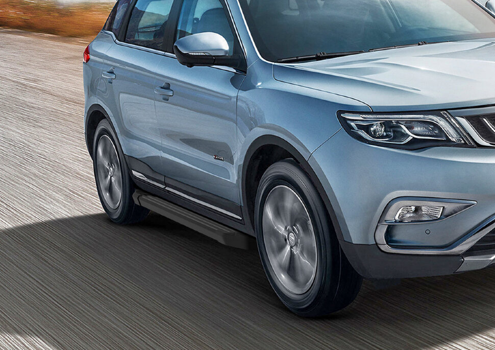 Пороги площадки (подножки) "Black" Rival для Geely Atlas 2018-н.в., 173 см, 2 шт., алюминий, F173ALB.1903.2 с доставкой по всей России