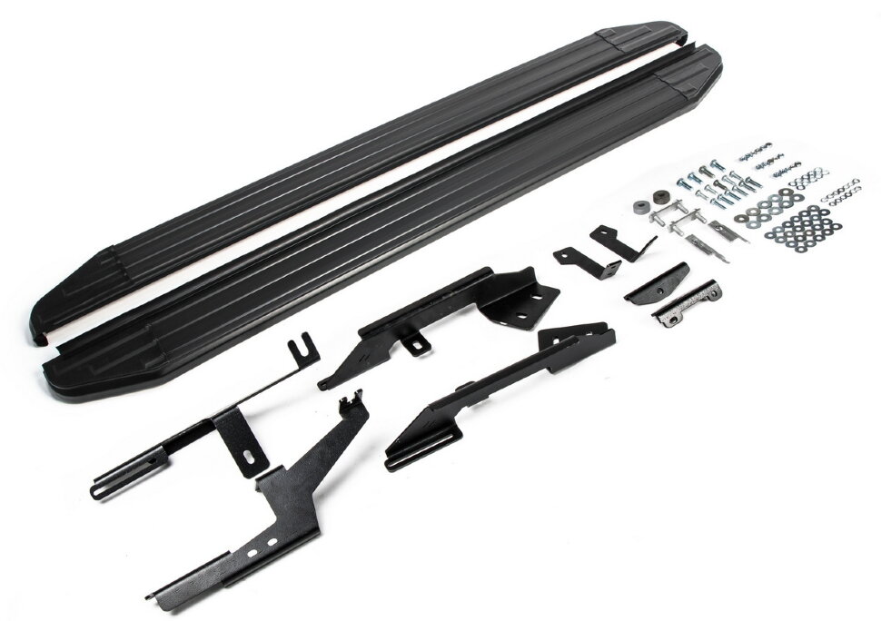 Пороги площадки (подножки) "Premium-Black" Rival для Renault Duster I, II 2010-2021 2021-н.в., 173 см, 2 шт., алюминий, A173ALB.4701.3 с инструкцией и сертификатом