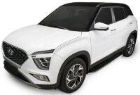 Пороги площадки (подножки) "Premium" Rival для Hyundai Creta II 2021-н.в., 173 см, 2 шт., алюминий, A173ALP.2314.1