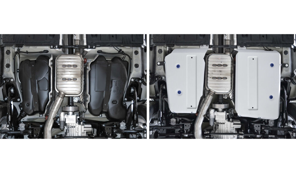 Защита топливного бака Rival для Volkswagen Taos 4WD 2021-н.в., штампованная, алюминий 3 мм, с крепежом, 2 части, 333.5123.1