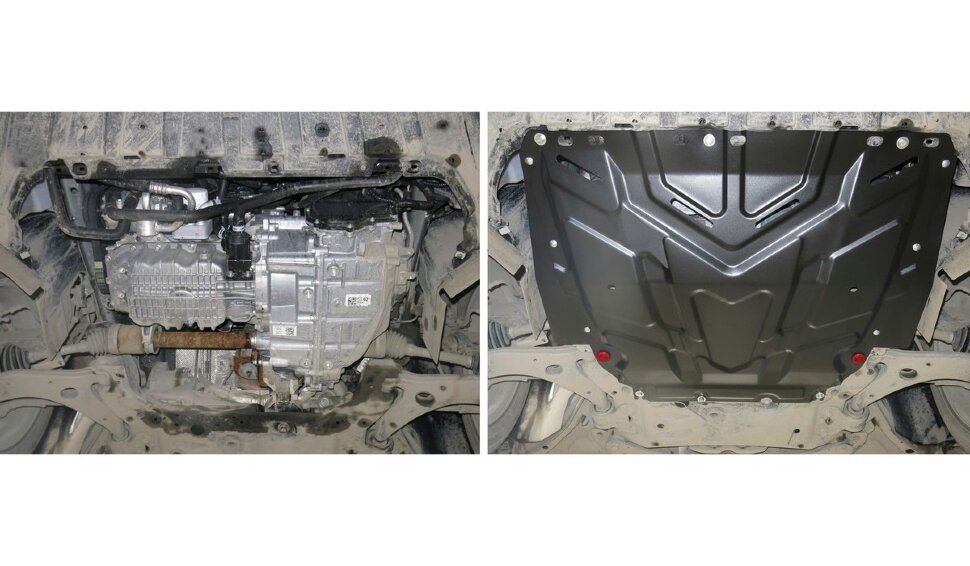 Защита картера и КПП АвтоБроня для Ford Kuga I 2008-2013, штампованная, сталь 1.5 мм, с крепежом, 111.01850.1